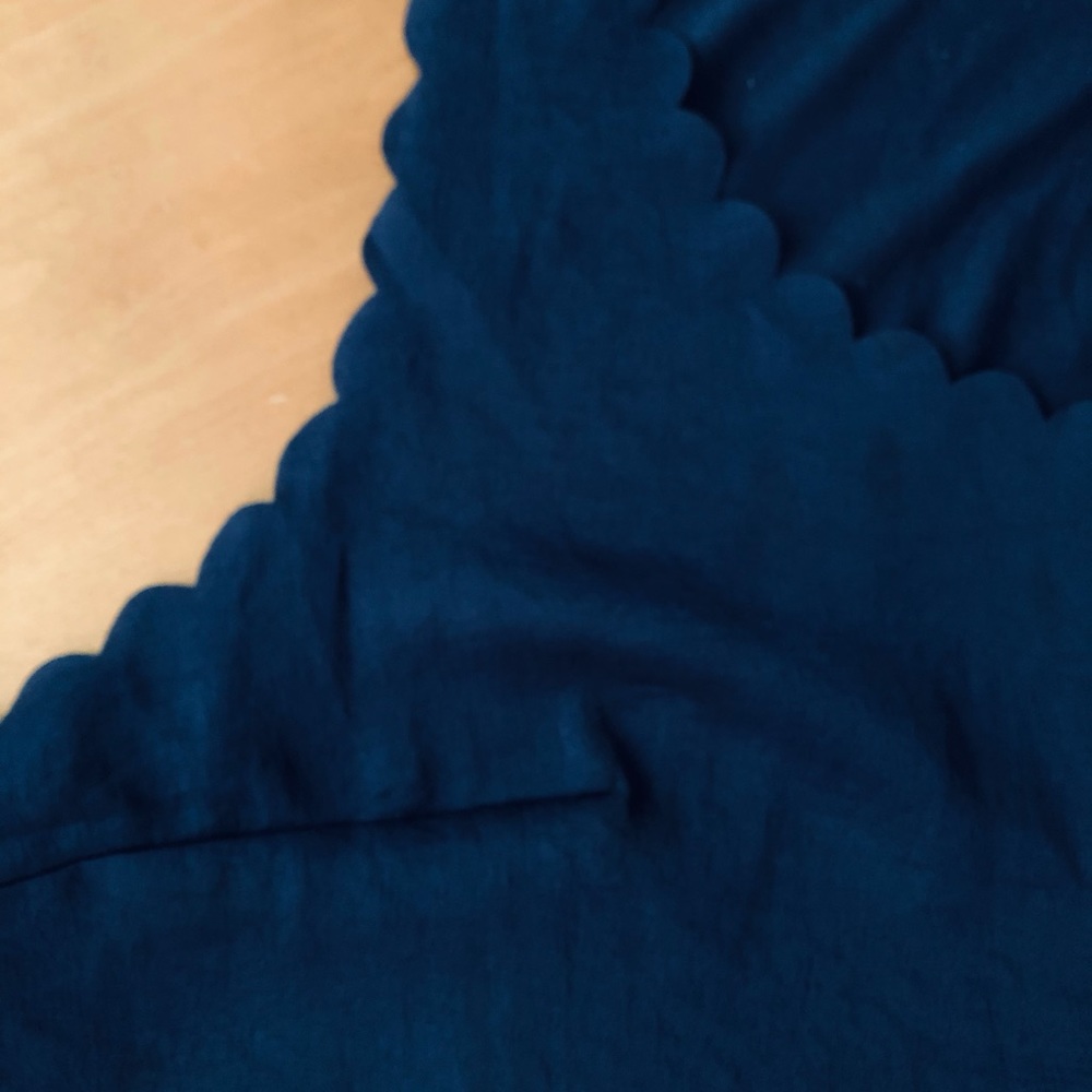 Scalloped Navy Tank Top